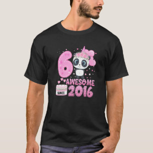 Awesome Since 2016 6 Years Old 6th Birthday Panda T-Shirt