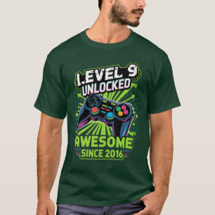 Awesome Since 2016 9th Birthday Level 9 Unlocked G T-Shirt