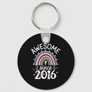 Awesome Since 2016 9th Birthday Rainbow Born In 20 Key Ring