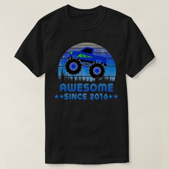 Awesome Since 2016 Retro Monster Truck 4th Birthda T-Shirt (Design Front)
