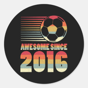 Awesome Since 2016 Soccer Vintage Gifts For Boys  Classic Round Sticker