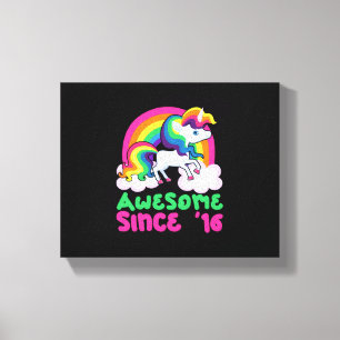 Awesome Since 2016 Unicorn Canvas Print
