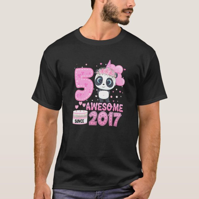 Awesome Since 2017 5 Years Old 5th Birthday Panda  T-Shirt (Front)