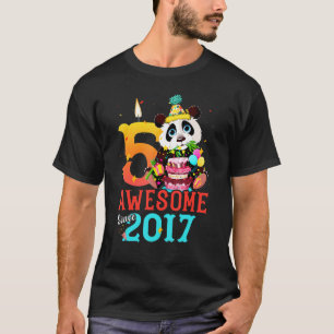 Awesome Since 2017 5 Years Old Panda 5th Birthday  T-Shirt