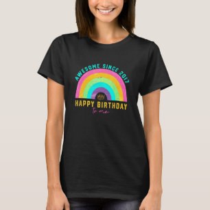 Awesome Since 2017 5th Birthday Rainbow Born In 2 T-Shirt