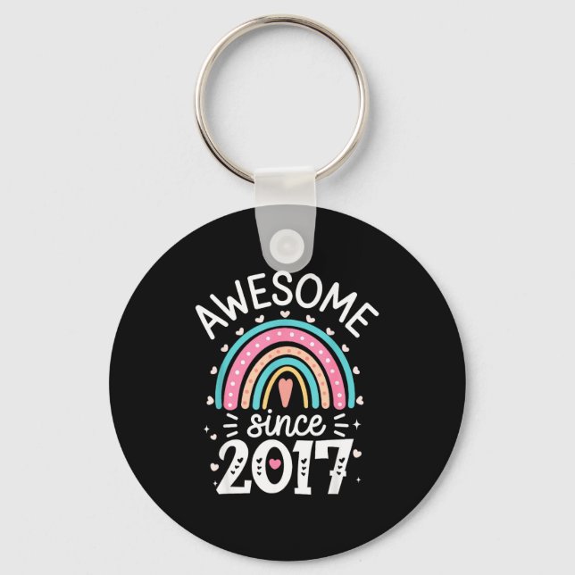 Awesome Since 2017 8th Birthday Rainbow Born In 20 Key Ring (Front)