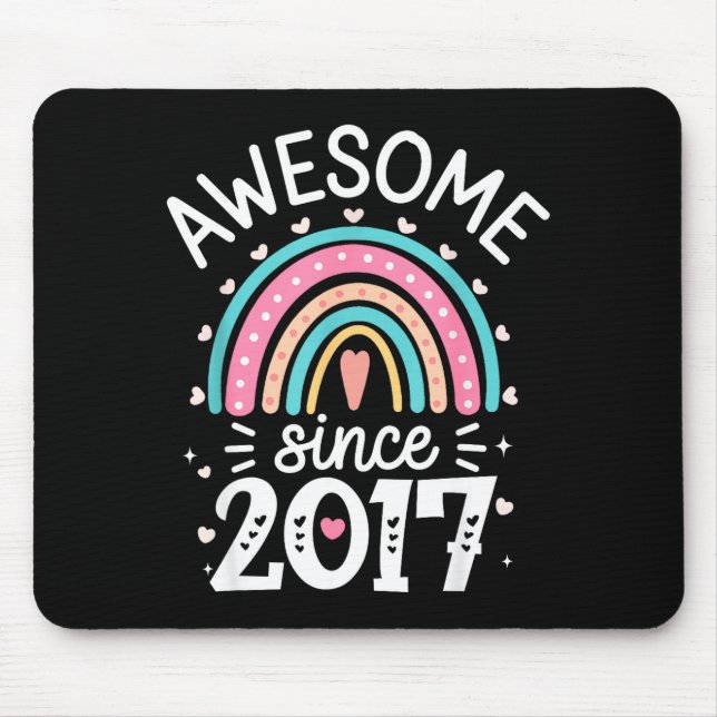 Awesome Since 2017 8th Birthday Rainbow Born In 20 Mouse Pad (Front)