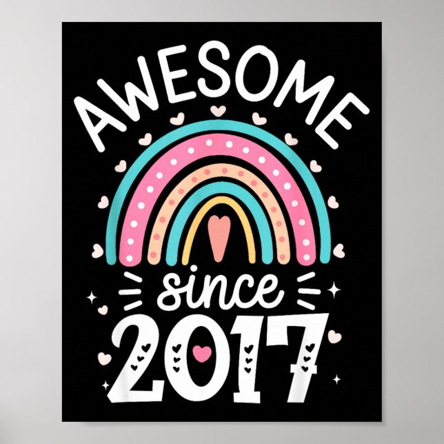 Awesome Since 2017 8th Birthday Rainbow Born In 20 Poster (Front)