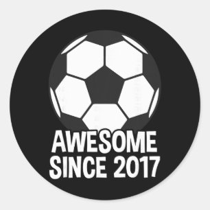 Awesome Since 2017 9th Birthday 9 Year Old Soccer Classic Round Sticker