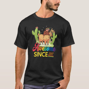 Awesome Since 2017 Birth Year Sheep Anniversary Sl T-Shirt