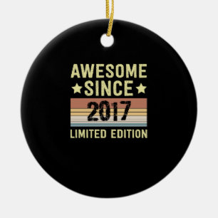Awesome Since 2017 Birthday Ceramic Tree Decoration