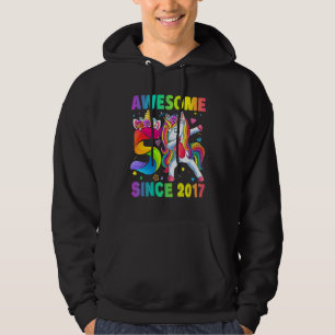 Awesome Since 2017 Dabbing Unicorn 5th Birthday 5  Hoodie