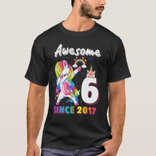 Awesome Since 2017 Dabbing Unicorn 6 Year Old Birt T-Shirt