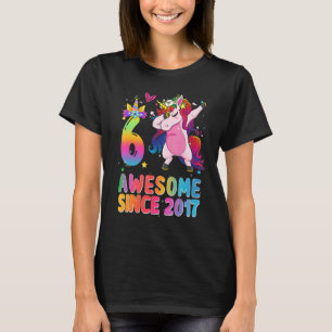 Awesome Since 2017 Dabbing Unicorn 6th Birthday 6 T-Shirt