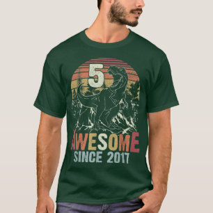 Awesome Since 2017 Dinosaur Rex 5th Birthday Decor T-Shirt