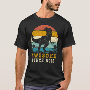 Awesome Since 2018 4th Birthday Gifts Dinosaur 4 Y T-Shirt