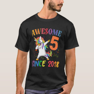 Awesome Since 2018 Dabbing Unicorn 5th Birthday 5 T-Shirt