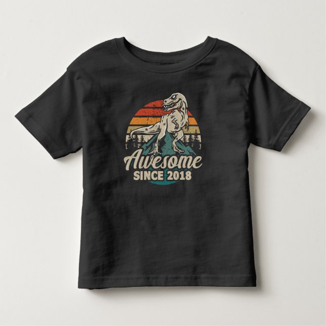 Awesome Since 2018 Dinosaur 5 Year 5th Birthday Toddler T-Shirt (Front)