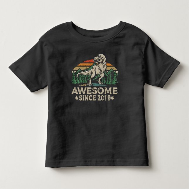 Awesome Since 2019 Dinosaur 5 Year 5th Birthday Toddler T-Shirt (Front)