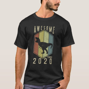 Awesome Since 2020 2 Year Old Gifts Dino 2Nd Birth T-Shirt
