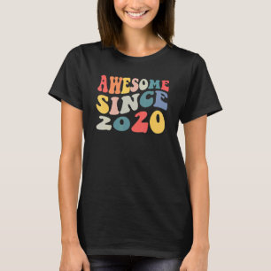 Awesome Since 2020 2 Years Old 2nd Birthday Groovy T-Shirt