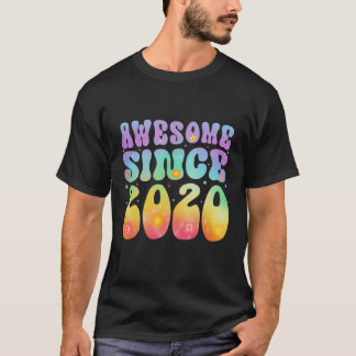 Awesome Since 2020 3 Years Old Tie Dye Flower 3rd  T-Shirt