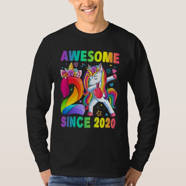Awesome Since 2020 Dabbing Unicorn 2nd Birthday 2  T-Shirt (Front)