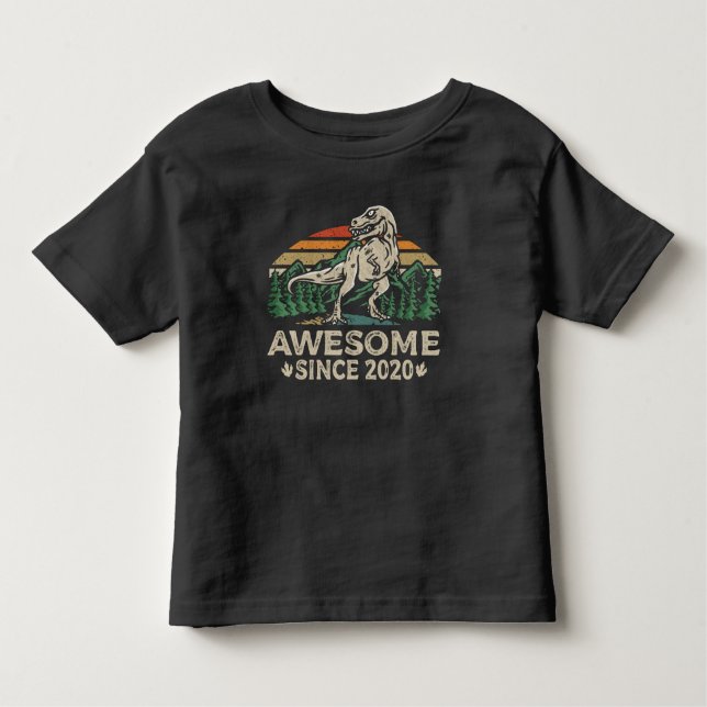 Awesome Since 2020 Dinosaur 3 Year 3rd Birthday Toddler T-Shirt (Front)