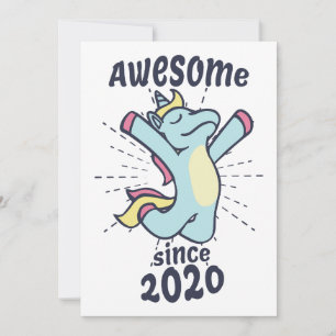 Awesome Since 2020 - Kids Birthday Unicorn Invitation