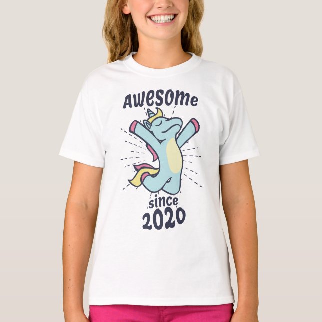 Awesome Since 2020 - Kids Birthday Unicorn T-Shirt (Front)