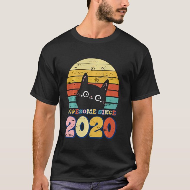 Awesome Since 2020 Tee Cat For Girl Boy Its My 3rd (Front)
