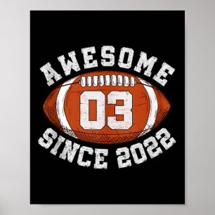 Awesome Since 2022 Football Birthday Gift For 3 Ye Poster