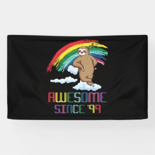Awesome Since '99 24th Birthday Sloth Rainbow Banner