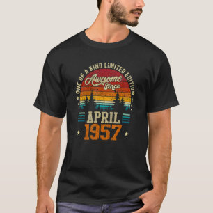 Awesome Since April 1957 Vintage 65th Birthday T-Shirt