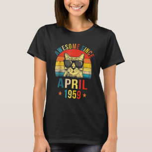 Awesome Since April 1959 63rd Birthday  Cat T-Shirt