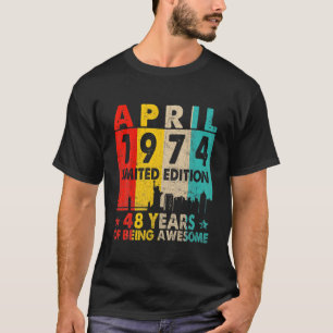 Awesome Since April 1974 48Th Birthday Vintage Ret T-Shirt