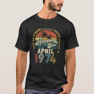 Awesome Since April 1974 Vintage 48Th Birthday Gif T-Shirt
