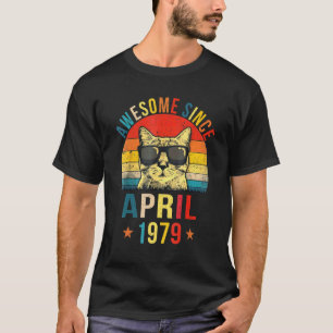 Awesome Since April 1979 43rd Birthday Cat T-Shirt