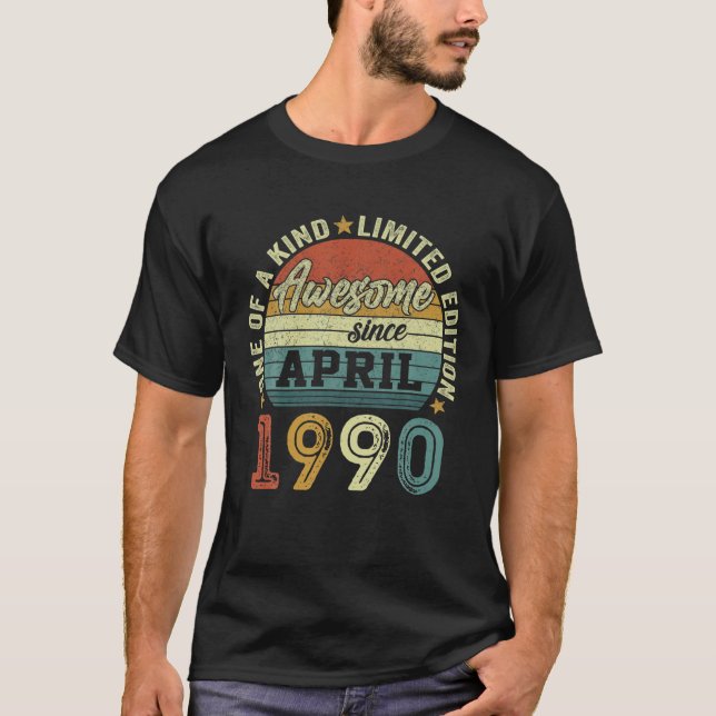 Awesome Since April 1990 32 Years Old 32Th Birthda T-Shirt (Front)