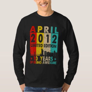 Awesome Since April 2012 10th Birthday Vintage Ret T-Shirt