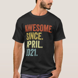 Awesome Since April 2021 2nd Birthday Boy 2 Years T-Shirt