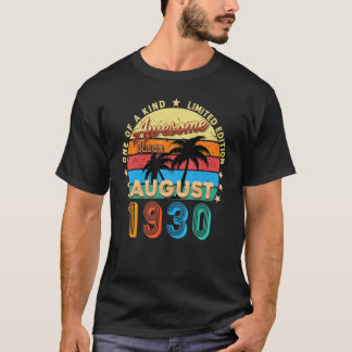 Awesome Since August 1930 92nd Birthday  92 T-Shirt