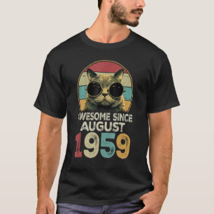 Awesome Since August 1959 64 Years Old Cat 64th Bi T-Shirt