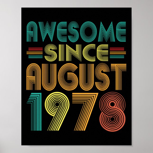 Awesome Since August 1978 Years 47th Birthday Funn Poster (Front)