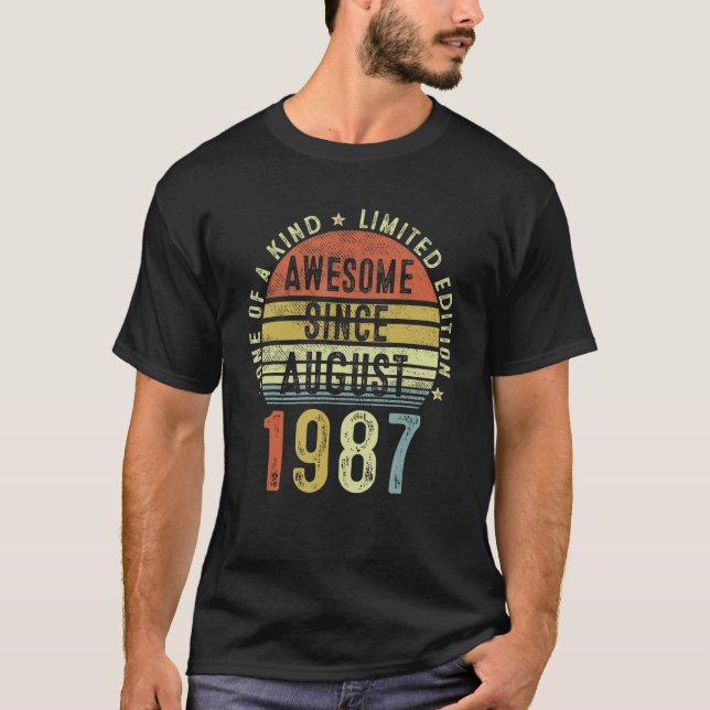 Awesome Since August 1987 35 Years Old 35th Birthd T-Shirt (Front)