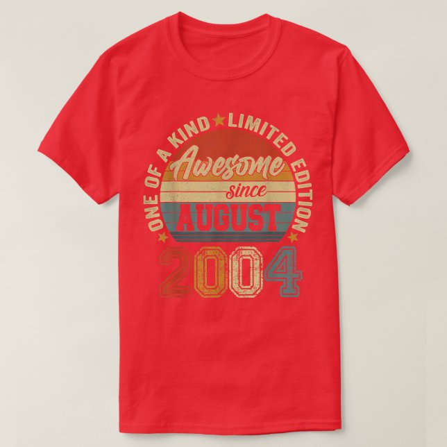 Awesome Since August 2004 18th Birthday 18 Years O T-Shirt (Design Front)