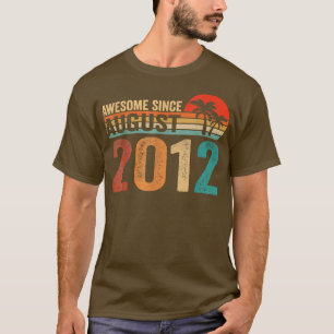 Awesome Since August 2012 10 Years Old 10th Birthd T-Shirt