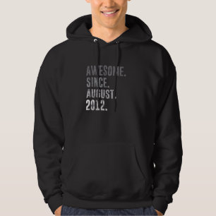 Awesome Since August 2012 10th Birthday Vintage 20 Hoodie