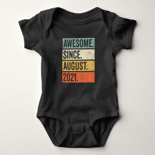 Awesome Since August 2021 Birthday Retro Baby Bodysuit