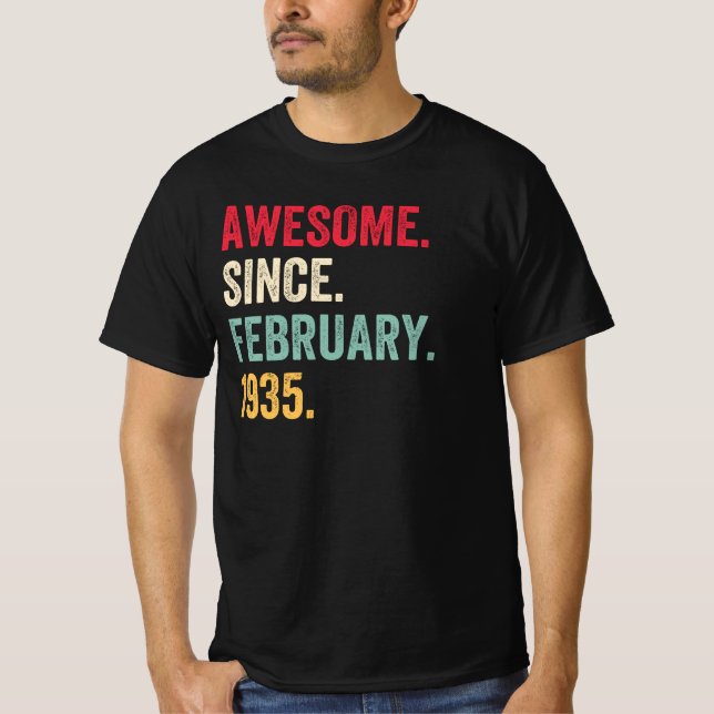 Awesome Since February 1935 Birthday T-Shirt (Front)
